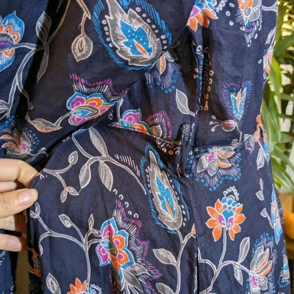 XiRENA Blue Dress Floral Pockets Midi Everr Long Sleeve Collared Small - Picture 8 of 12